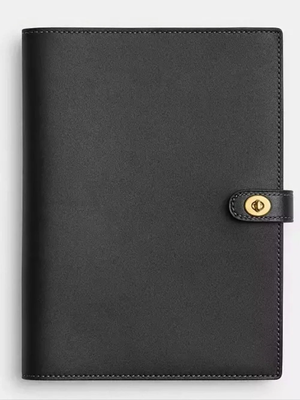 New Coach Glovetanned Leather Black Turnlock Notebook